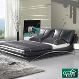 软体床现代不锈钢架真皮床品牌软床双人床1.5米1.8米皮艺床婚床