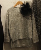 2015秋季 韩国代购东大门实拍正品前短后长亮线反光针织毛衣
