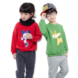 儿童卫衣两件套加绒卡通童秋装套头衫外套韩版男女童宝宝运动套装