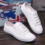 原创复古真皮鞋子运动系带英伦风板鞋商务白色韩版男鞋潮流春夏季