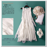 白色长裙夏仙女不规则桑蚕丝连衣裙波西米亚海边度假裙真丝沙滩裙