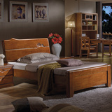 艾美悦中式全实木床 木质雕花儿童单人床 现代卧室家具H7