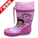 欧美朵拉公主儿童雨鞋雨靴中筒天然橡胶防滑水鞋女童加绒保暖雨鞋