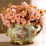 欧式复古家居客厅餐桌装饰工艺品美式摆件陶瓷仿真小干花瓶花器插