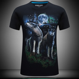 2016夏季新款3Dt恤男士立体3d动物图案印花衣服大码狼头短袖T恤潮