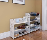 欧式鞋架简易多层实木塑板防尘鞋架超大容量镂空白色收纳1鞋柜