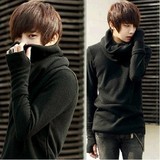 冬季韩版非主流青少年黑色高领毛衣男修身套头打底针织毛线衫外套