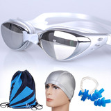 时尚电镀平光泳镜 高清防雾防水潜水镜 男女专业竞速游泳眼镜装备