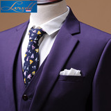 LXRXDD商务休闲男士纯色三件套青年西装常规修身新款西服套装9528