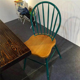 美式乡村温莎椅铁艺餐椅原木剑背椅孔雀椅酒店餐椅实木咖啡厅椅子
