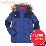 Eland Kids韩国衣恋童装新品新品冬款男童儿童毛领带帽羽绒服
