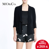 MO&Co.七分袖连肩袖单扣口袋西装外套女 拼接纯色街头小西装moco