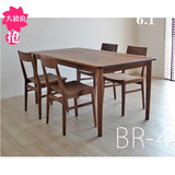 纯全实木餐桌现代简约宜家长方形饭桌白橡木/黑胡桃木餐桌椅组合
