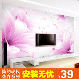 3D立体卧室客厅电视背景墙纸壁纸影视墙大型壁画无缝无纺布百合花