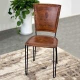 复古铁艺咖啡椅美式软包真皮餐椅高档皮椅创意咖啡厅休闲椅靠背椅