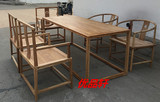 老榆木免漆茶桌茶台办公桌会议桌简约现代新中式茶楼会所实木禅椅