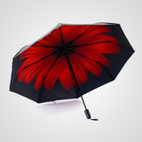 凡羔双层太阳伞女防晒防紫外线遮阳伞小黑伞全自动雨伞折叠晴雨伞