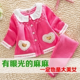女童春装新款套装婴儿开衫外套0-1-2-3岁宝宝毛衣女针织衫两件套