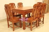 红木家具象头餐桌四方桌吃饭桌长方形桌茶桌花梨木实木红木餐桌