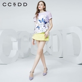 CCDD2016夏装专柜正品新款女修身甜美休闲热裤凉爽透气绣花裙裤