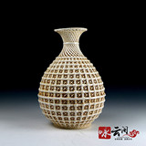 明德化窑鱼笼瓶单色釉雕瓷招财纳福古董古玩古瓷器收藏 钻石信誉
