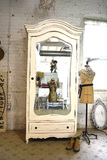 出口原单法式实木衣柜复古做旧衣柜儿童柜美式乡村仿古镜子双门柜