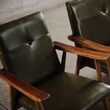 沙发椅子美式复古沙发皮艺实木沙发单人 北欧日式双人咖啡厅酒吧