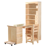 柜书架组合台式家用拐角书桌学生转角书桌松木实木转角电脑桌带书