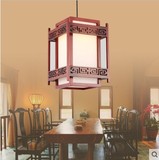 现代中式吊灯实木羊皮灯饰单头仿古餐厅过道LED小吊灯灯具3085