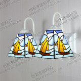 欧式帆船卧室床头灯镜前灯宜家客厅餐厅时尚铁艺灯具双头韩式壁灯