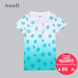 商场同款 安奈儿童装夏装女童翻领短袖T恤儿童纯棉打底衫AG521415