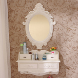 欧式壁挂梳妆台卧室现代简约法式田园化妆镜小户型实木梳妆桌包邮