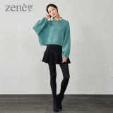 ZENE原创设计2015秋装新品纯山羊绒衫宽松套头圆领短款女毛衣