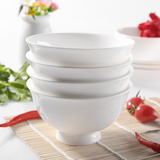 饭碗瓷碗4.5英寸高足碗纯白骨瓷碗唐山骨瓷餐具高脚碗米饭陶瓷碗