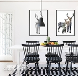 北欧现代装饰画客厅沙发三联墙画餐厅卧室温馨挂画玄关组合壁画鹿