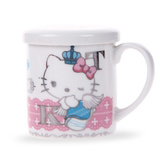 包邮!正品Hello Kitty儿童陶瓷马克杯带盖水杯 宝宝卡通牛奶杯