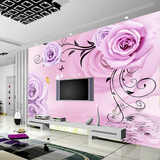 电视墙壁纸3D简约大型壁画墙纸卧室客厅背景墙无纺布无缝墙布玫瑰