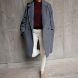 2015冬装新款韩版毛呢外套女中长款直筒宽松大码学生羊绒呢子大衣