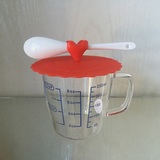 一屋窑耐热玻璃量杯儿童牛奶杯带刻度杯250ml 可微波炉有把水杯子