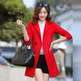 2016春季新款新颖哥弟特价韩版修身女装长袖中长款薄呢子风衣外套