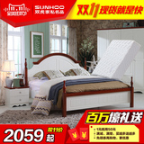 双虎家私 地中海卧室家具套装板式双人床床头柜床垫套餐组合D1
