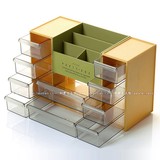日本办公桌面抽屉式收纳盒透明亚克力杂物整理盒文具盒化妆盒大号