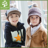 韩版保暖儿童帽子秋冬宝宝鸭舌帽2-4-8岁女男童防风小孩护耳帽潮