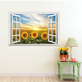 墙贴客厅走廊楼道背景墙壁贴纸创意装饰立体效果假窗户朝阳向日葵