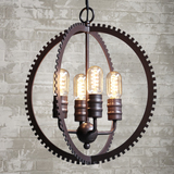 LOFT复古工业风吊灯设计师创意齿轮个性铁艺灯具美式艺术楼梯吊灯