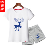 韩国夏季短袖短裤运动服休闲套装两件套女夏天短健身学生跑步纯棉
