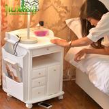 床头柜实木简约现代多功能收纳柜卧室移动储物柜沙发边柜白色特价