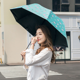 时尚个性印花折叠两用晴雨伞 女士三折黑胶太阳伞防紫外线遮阳伞