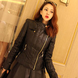2016春装新款小皮衣黑色短款韩版修身机车pu皮衣女装夹克加厚外套