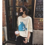 2016春新女 韩国单 大码学院风纯棉磨毛加厚中长款T恤打底衫